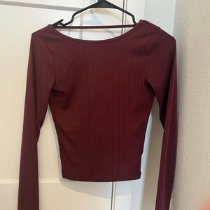 Cotton On Deep Red Long Sleeve Open Back Top